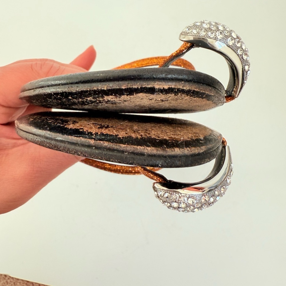 Giuseppe Zanotti  Orange Glitter Leather stone embellished Toe Ring Sandals 38.5 - Picture 7 of 10